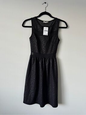 BRAND NEW Black Leopard Design Lace A-Line Dress